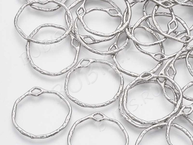 Подвеска Рамка 56 Круглая 35*35*1,5мм цвет платины (литьё)