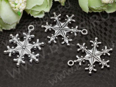 Подвеска Снежинка 12 двусторонняя 28*21,5*2,5мм античное серебро (литьё)