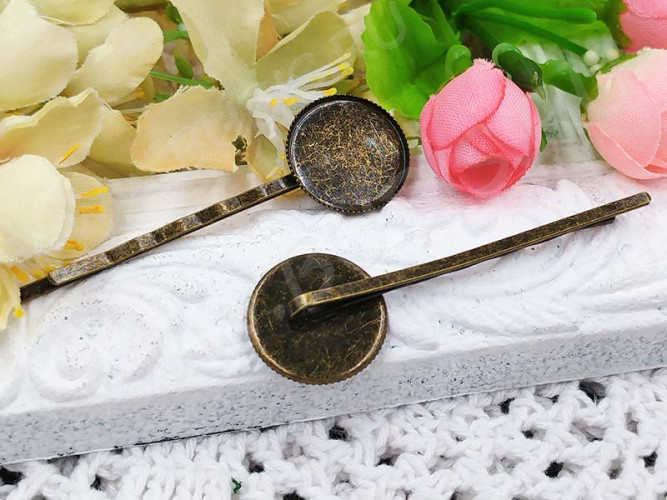 Основа (заготовка) для заколки №19 "невидимка" (с сеттингом 18мм) 63*18,5*5,5мм античная бронза (Iron)