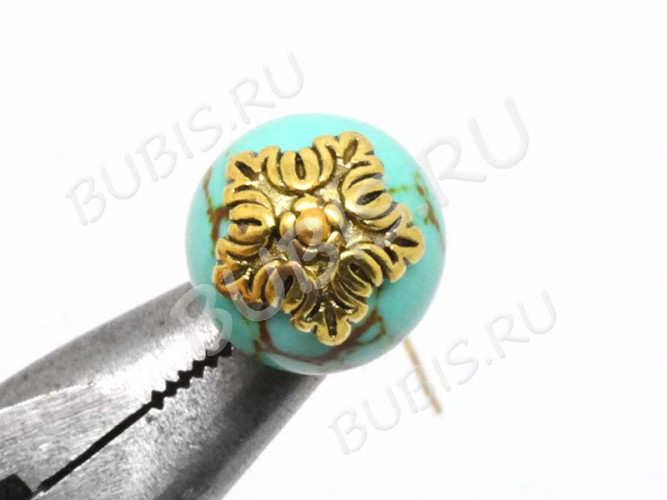 (СКИДКИ!!!) 190 Шапочка Лиственная 10*10*4мм античное золото (литьё) (10шт.)