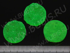 Кабошон декоративный 44 Круг имитация друзы агата с кристаллами 18*18*5мм зелёно-жёлтый полупрозрачный (резин)