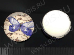 Кабошон стеклянный 33 Круглый 18*18*5мм рисунок 02 (стекло)