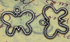 Подвеска Бабочка 36 контур двусторонняя 20*16*1,8мм античное серебро (литьё)