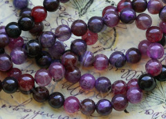 Бусина округлая 8мм Агат кракле фиолетово-сиреневый полупрозрачный (камни)