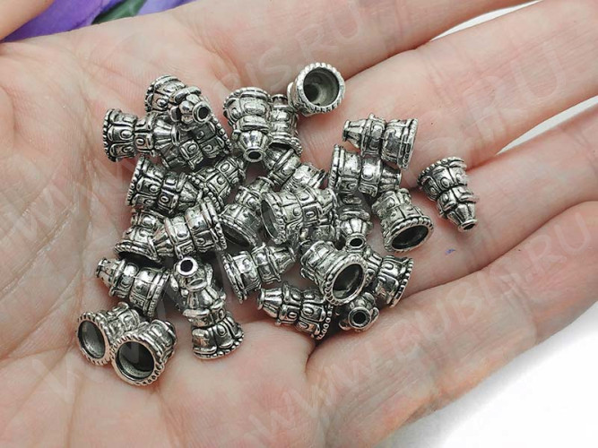 234 Шапочка Конус концевик 10*7,5*7,5мм античное серебро (литьё)