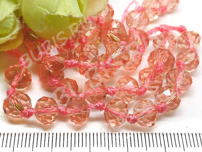 Бусина Абакус гранёный 8*8*5,5мм Хрусталь персиковый (имитация Сваровски)