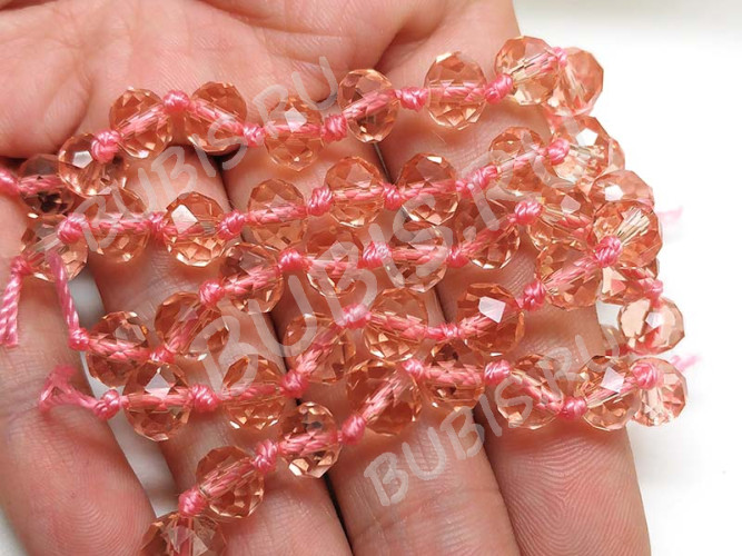 Бусина Абакус гранёный 8*8*5,5мм Хрусталь персиковый (имитация Сваровски)