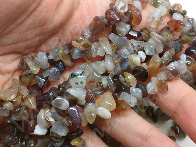 Крошка (галтовка) каменная 129 5-9мм Агат Ботсвана натуральный (камни) (нить 40см)