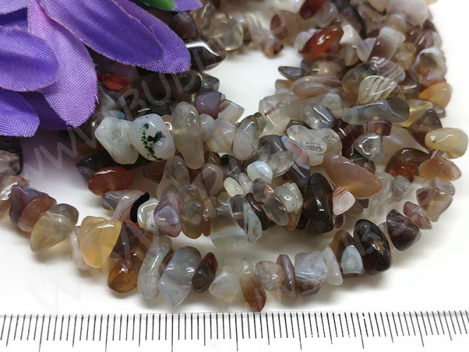 Крошка (галтовка) каменная 129 5-9мм Агат Ботсвана натуральный (камни) (нить 40см)