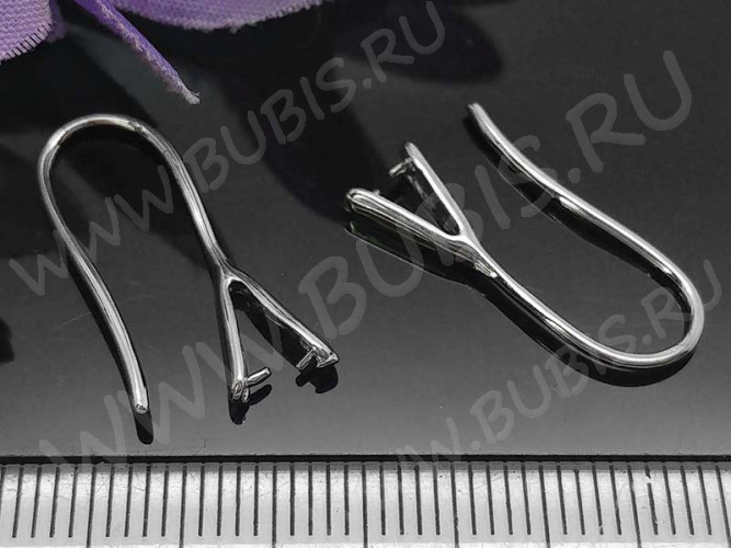 Швензы-крючки №075 с держателем 22*8*2,5мм цвет платины (LUX Китай) (Brass) (1пара)