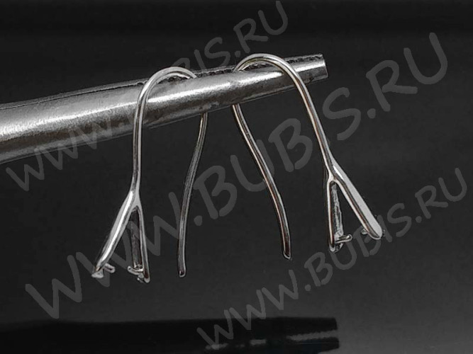 Швензы-крючки №075 с держателем 22*8*2,5мм цвет платины (LUX Китай) (Brass) (1пара)