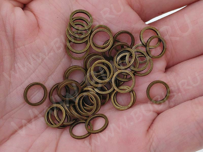 Кольцо декоративное 21 Ронделька плоская 8*8*1мм античная бронза (Brass) (10шт)