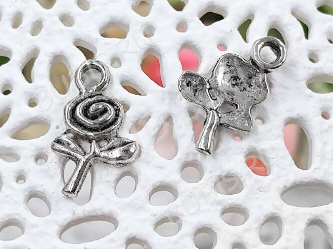 (СКИДКИ!!!) Подвеска Цветок Роза 02 15*9*2мм античное серебро (литьё) (10шт.)