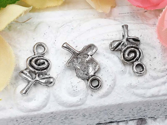 (СКИДКИ!!!) Подвеска Цветок Роза 02 15*9*2мм античное серебро (литьё) (10шт.)