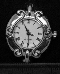 Заготовка для часов 138 с римскими цифрами Завитки 31*26*7,1мм цвет платины+белый (часы)