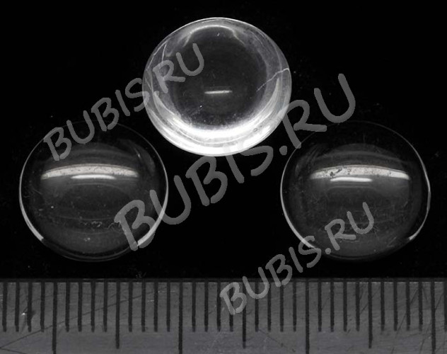 Кабошон стеклянный 35 Круг 12*12*4мм прозрачный (стекло)