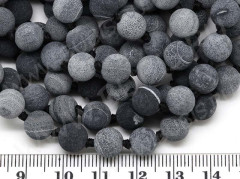 Бусина округлая 8мм матовый Агат кракле серый (камни)