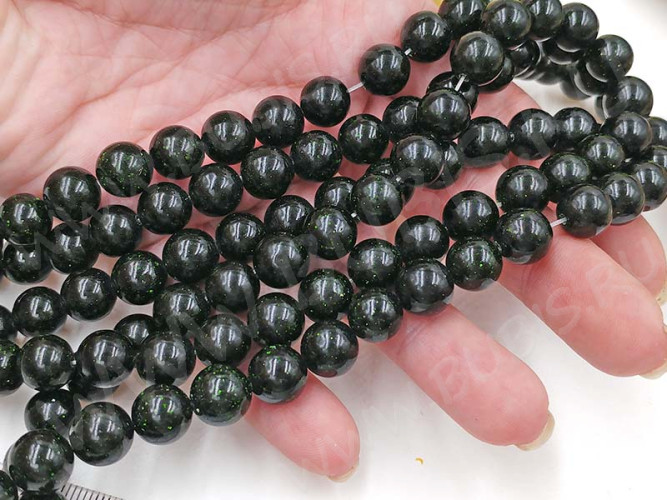 Бусина округлая 10мм Авантюрин т.зелёный имит. (камни)