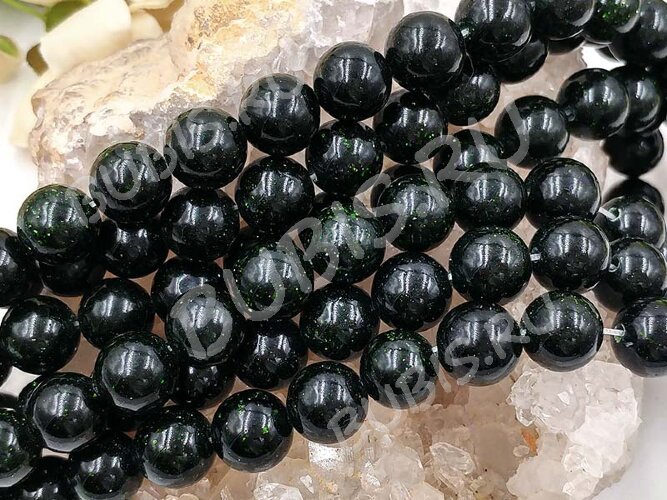 Бусина округлая 10мм Авантюрин т.зелёный имит. (камни)