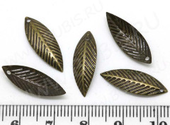 Подвеска Листик 33 мониста 20,5*7,5*2мм античная бронза (Iron) (10шт.)