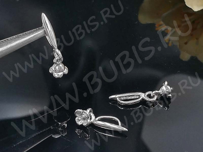 Бусина с петлёй 098 Бейл Зерно с пустышкой 20*5,5*2,5мм цвет платины (Brass с родированием)