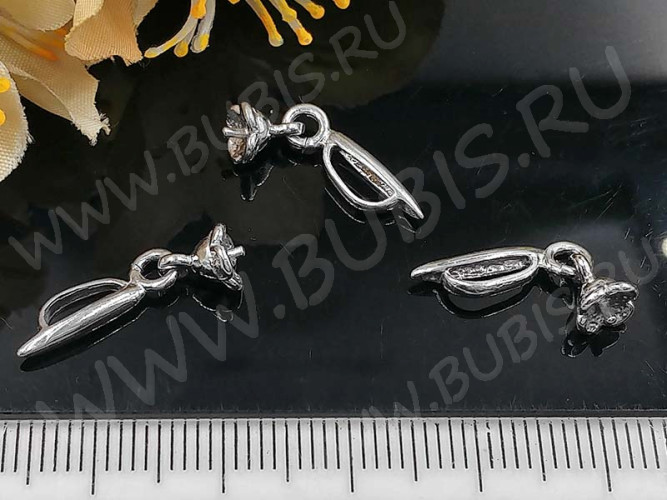 Бусина с петлёй 098 Бейл Зерно с пустышкой 20*5,5*2,5мм цвет платины (Brass с родированием)