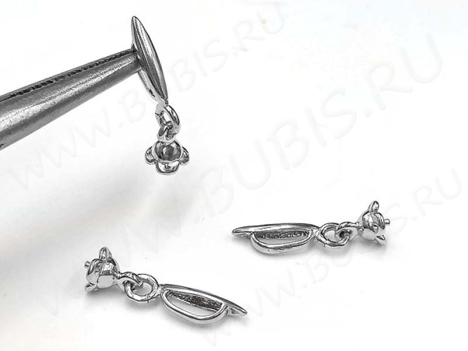 Бусина с петлёй 098 Бейл Зерно с пустышкой 20*5,5*2,5мм цвет платины (Brass с родированием)