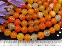 (ОПТ) Бусина округлая ГЛАДКАЯ 10мм Агат Мадагаскарский оранжево-молочный (камни) (НИТЬ)