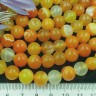 Купить (ОПТ) Бусина округлая ГЛАДКАЯ 10мм Агат Мадагаскарский оранжево-молочный (сердоликовый) (камни) (НИТЬ) с доставкой по России