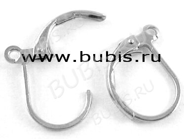 (СКИДКИ!!!) Швензы с французским замком №01 крабики 15*10мм цвет платины (Brass) (10 пар)