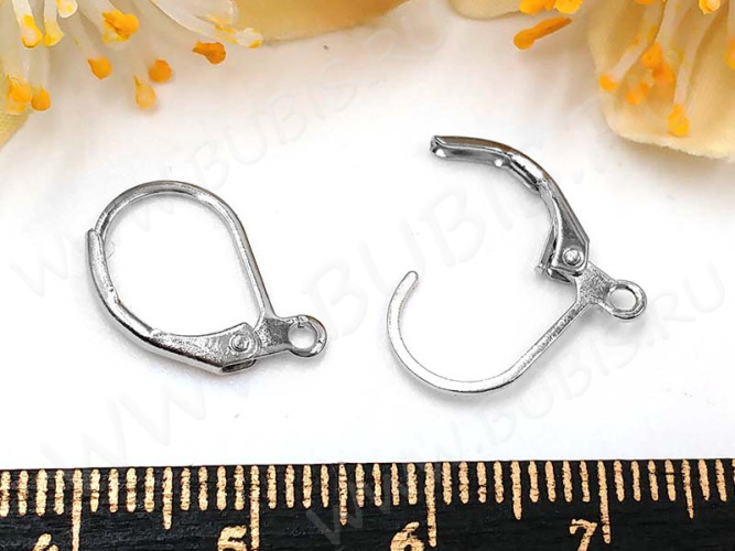 (СКИДКИ!!!) Швензы с французским замком №01 крабики 15*10мм цвет платины (Brass) (10 пар)