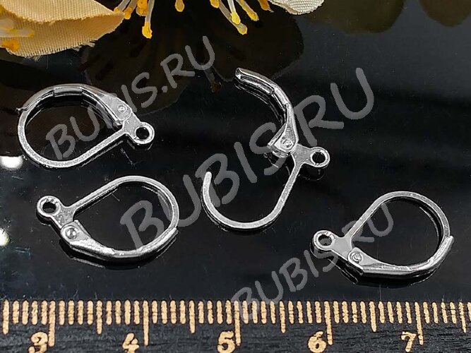 (СКИДКИ!!!) Швензы с французским замком №01 крабики 15*10мм цвет платины (Brass) (10 пар)