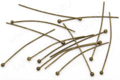 Штифт с ШАРИКОМ 25*0,5мм античная бронза (Brass) (10шт.)