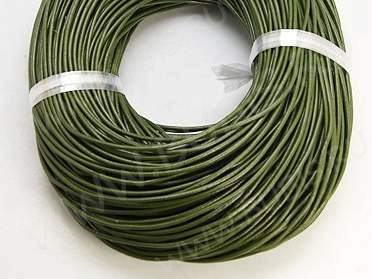 Шнур кожаный 03 воловья кожа 2мм круглый темно-оливковый (1м)