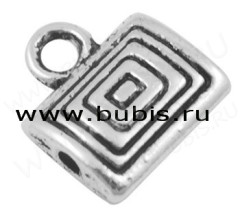Бусина с петлёй 013 Бейл Прямоугольный 11*10*3мм античное серебро (литьё)