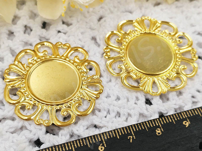 Подвеска-сеттинг Круг 44 коннектор (сеттинг 18мм) 36*35,5*0,7мм золотистый (Iron)