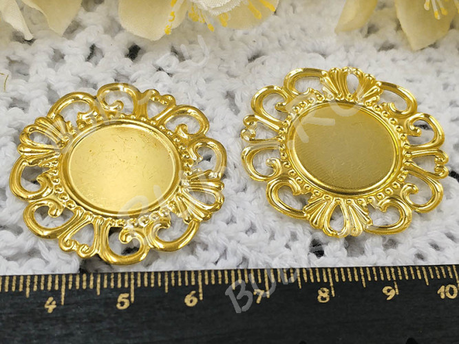 Подвеска-сеттинг Круг 44 коннектор (сеттинг 18мм) 36*35,5*0,7мм золотистый (Iron)