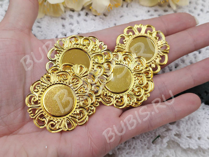 Подвеска-сеттинг Круг 44 коннектор (сеттинг 18мм) 36*35,5*0,7мм золотистый (Iron)