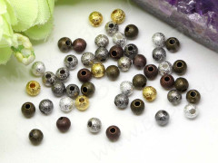 (ОПТ) Бусина Шарик металлический &quot;сахарный&quot; 4мм МИКС всех цветов (Brass) (50шт.)