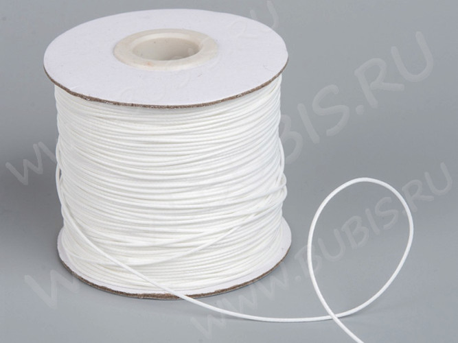 Вощёный полиэстеровый шнур "корейский" 0,8мм белый (1м)