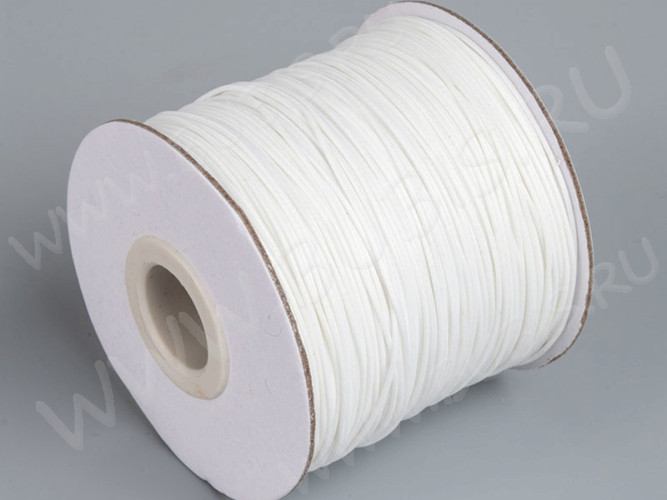 Вощёный полиэстеровый шнур "корейский" 0,8мм белый (1м)