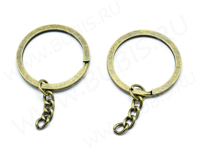 Карабин для брелка 34 Кольцо 35*2,5мм и цепочка 25*5*2мм античная бронза (Iron)