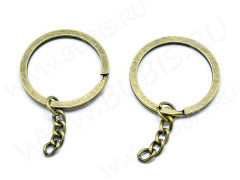 Карабин для брелка 34 Кольцо 35*2,5мм и цепочка 25*5*2мм античная бронза (Iron)