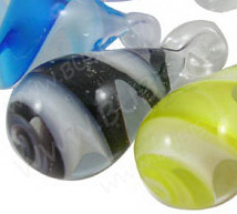 Подвеска Капля 02 3D 30*13*13 со спиралью чёрная прозрачная (Lampwork)