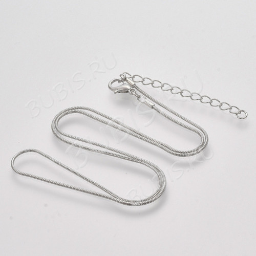 Шнур с замочком 58 Цепочка для кулона 1мм цвет платины (Brass) (45см)