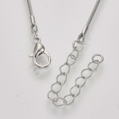 Шнур с замочком 58 Цепочка для кулона 1мм цвет платины (Brass) (45см)