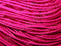 Шнур кожаный 05 кожзам плетёный круглый 3мм фуксия НЕОН (1м)