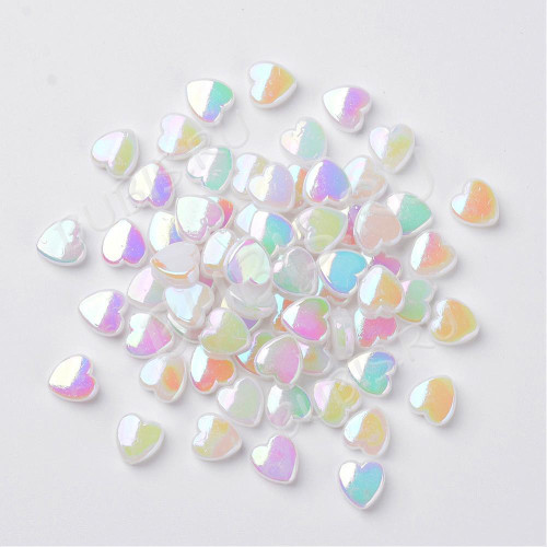 Бусина Сердечко 11 Леденцовое 9*8,5*3,6мм белая с АВ (акрил) (20шт)