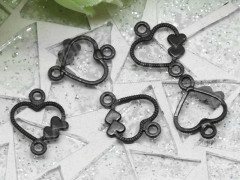 116 Коннектор рамка Сердечко тонкое 13*11*0,8мм чёрный никель (литьё)