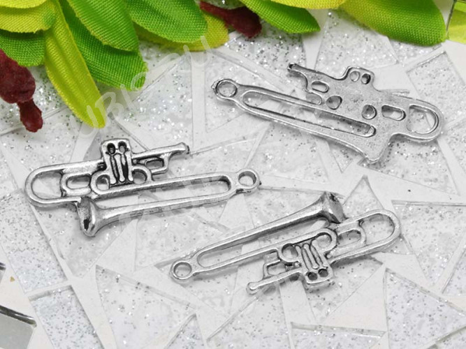 Подвеска Труба 04 33*13*3,5мм античное серебро (литьё)